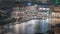 Dubai Fountain aerial night timelapse. Musical fountain, located in an artificial lake in downtown