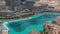 Dubai Fountain aerial timelapse. Musical fountain, located in an artificial lake in downtown