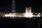 Dubai fountains show at night. Tourist attraction dancing fountain at Dubai Mall., UAE