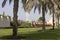 Dubai green promenade with Burj al Arab in the background