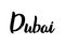 Dubai handwritten calligraphy name of the city.