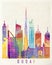 Dubai landmarks watercolor poster