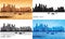 Dubai Marina City skyline silhouettes Set