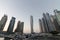 Dubai marina with famous landmark buildings. the twisting tower