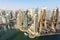 Dubai Marina and Harbour skyline architecture overview wealth luxury travel in United Arab Emirates