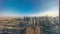 Dubai marina and JLT skyscrapers along Sheikh Zayed Road aerial timelapse.