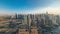 Dubai marina and JLT skyscrapers along Sheikh Zayed Road aerial timelapse.