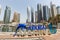 Dubai Marina logo and Harbour skyline architecture wealth luxury travel in United Arab Emirates