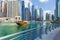 Dubai Marina with luxury skycrapers and boats,Dubai,United Arad Emirates