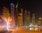 Dubai marina panorama of skyscrapers in summer night, Dubai, UAE