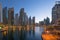 Dubai Marina skyscraper skyscrapers twilight night blue hour