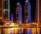 Dubai Marina towers beautiful lights at night