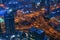 Dubai road junction view from above at night, UAE