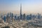 Dubai skyline Burj Khalifa Downtown aerial view photography
