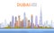 Dubai Skyline Panorama, Modern Building Cityscape Business Travel And Tourism Concept