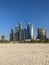 Dubai skyline shot at daytime from the beach