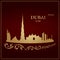 Dubai skyline silhouette on vintage background