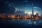 Dubai skyline at sunset, United Arab Emirates, Middle East, Dubai skyline in the evening, AI Generated