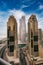 Dubai Skyscrapers in a blue sky background