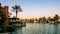 Dubai. In the summer of 2016. A water oasis in the early morning of the Madinat Jumeirah on the Arabian Gulf.