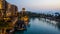 Dubai. In the summer of 2016. A water oasis in the evening on the territory of Madinat Jumeirah Mina a Salam