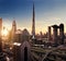 Dubai sunset panoramic view of downtown