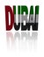 Dubai text with UAE flag illustration