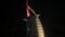 DUBAI, U.A.E. - JAN, 2018: famous hotel Burj Al Arab is changing illumination of red and yellow colors against night sky