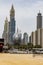 Dubai, UAE - 07.10.2021 Modern buildings along the road. Museum of future. Outdoors