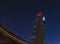 Dubai, UAE - 10.20.2022 - Sheikh Zayed road at night, Kifaf building, Etisalat telecom head quarters. City