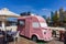 Dubai,UAE / 10.31.2018 : Stylish Pink retro Note food caffee truck bus