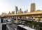 Dubai, UAE - 12.24.2021 - View of cityscape from main Dubai Mall entrance. City