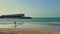 Dubai, UAE-19.02.2023. Happy people at the beach, sea waves,
