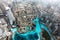 Dubai UAE aerial rooftop view from Burj Khalifa