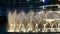 DUBAI - UAE, APRIL 3, 2023: Dancing fountains at Dubai Mall near Burj Khalifa. Action. Beautiful fountain performance at