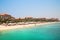 Dubai, UAE. Beach view at Palm Jumeirah and people having holidays