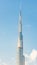 DUBAI, UAE - CIRCA 2022: Burj Khalifa close up with clear sky in the background.
