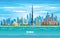 Dubai UAE city skyline color vector silhouette