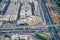 DUBAI, UAE - DECEMBER 10, 2016: Helicopter viewpoint on Downtown Dubai road intersections