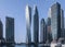 Dubai, UAE December 25 2018 Blue dubai marina. Panoramic view. Dubai downtown cityscape. Dubai city background.