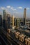 DUBAI,UAE,DECEMBER OF 25 OF 2020: Panorama of down town Dubai modern city at sunset time