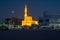 Dubai, UAE - december 31, 2017: Burj Al Arab hotel, Jumeirah Hotel and mosque on Jumeirah  Street at night