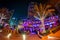 DUBAI, UAE - DECEMBER 6, 2016: Dubai Marina at night. city promenade. Skyscrapers along the canals