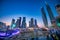 DUBAI, UAE - DECEMBER 6, 2016: Dubai Marina at sunset, city promenade. Skyscrapers along the canals