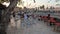 Dubai, UAE - February 04, 2020: Crowd of seagulls is walking along the square. Blurred group of birds fight for food on