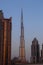 Dubai, UAE - February 14,2022: Burj Khalifa Tower in the heart of Dubai. Burj Dubai, a skyscraper in the United Arab Emirates.