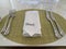 Dubai, UAE - February 18, 2024: Place setting at Rhodes W1 restaurant in Grosvenor House