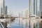 Dubai; UAE - June 6, 2020: Artificial water canal along Dubai Marina