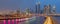 DUBAI, UAE - MARCH 27, 2017: The evening skyline with the brige over the new Canal and Downtown