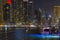 DUBAI, UAE - March 8th 2019: Dubai Marina skyscrapers, port with luxury yachts and Marina promenade, Dubai, United Arab Emirates